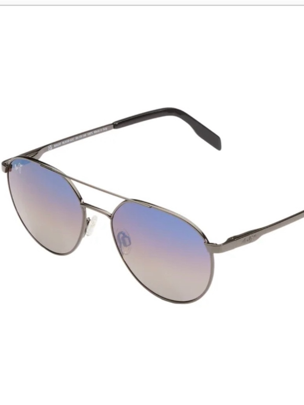 MAUI JIM Waterfront Polarized Aviator Sunglasses, Blue / Silver